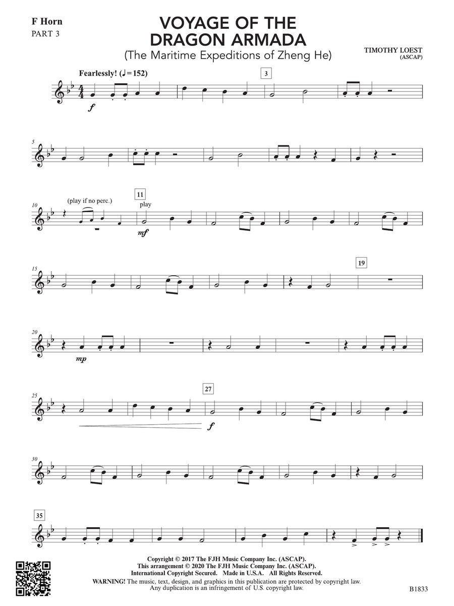 Voyage of the Dragon Armada: Part 3 - F Horn String Orchestra scores gallery preview page 1