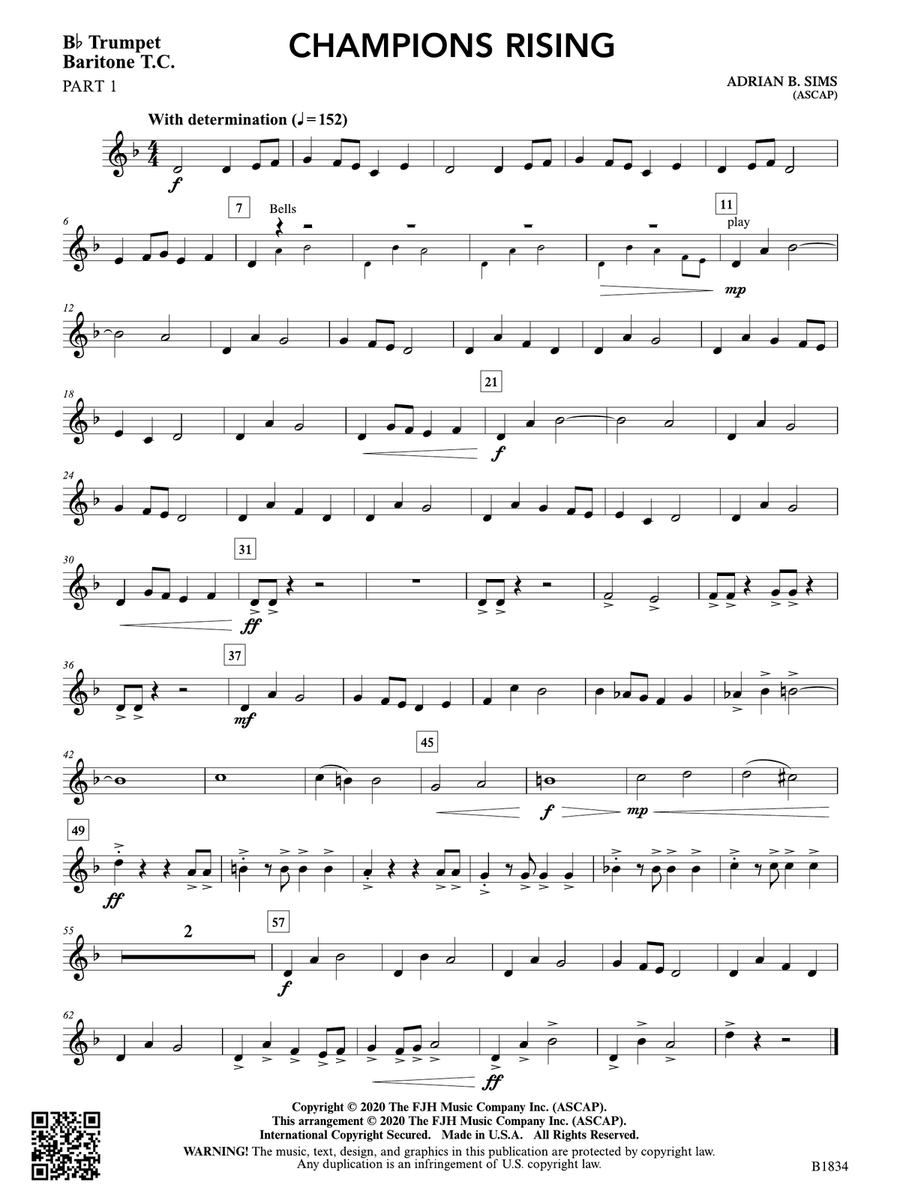 Champions Rising: Part 1 - B-flat Trumpet / Baritone T.C. String Orchestra scores gallery preview page 1