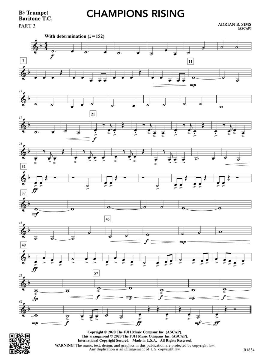 Champions Rising: Part 3 - B-flat Trumpet / Baritone T.C. String Orchestra scores gallery preview page 1