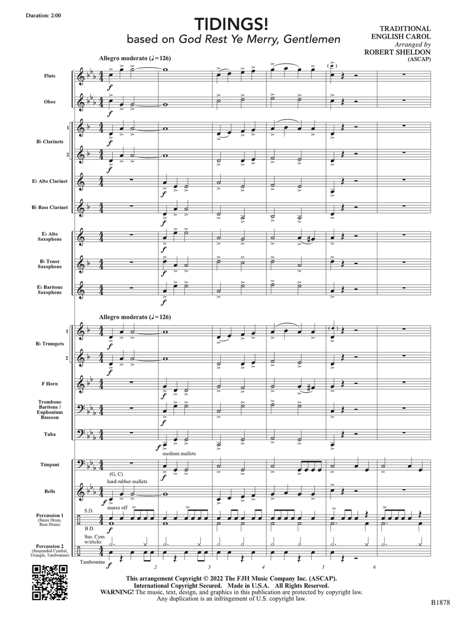 Tidings!: Score by Robert Sheldon Concert Band - Digital Sheet Music page 3
