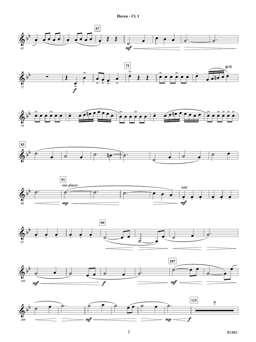 Haven: B-flat Clarinet 1 B-Flat Clarinet - Digital Sheet Music page 2