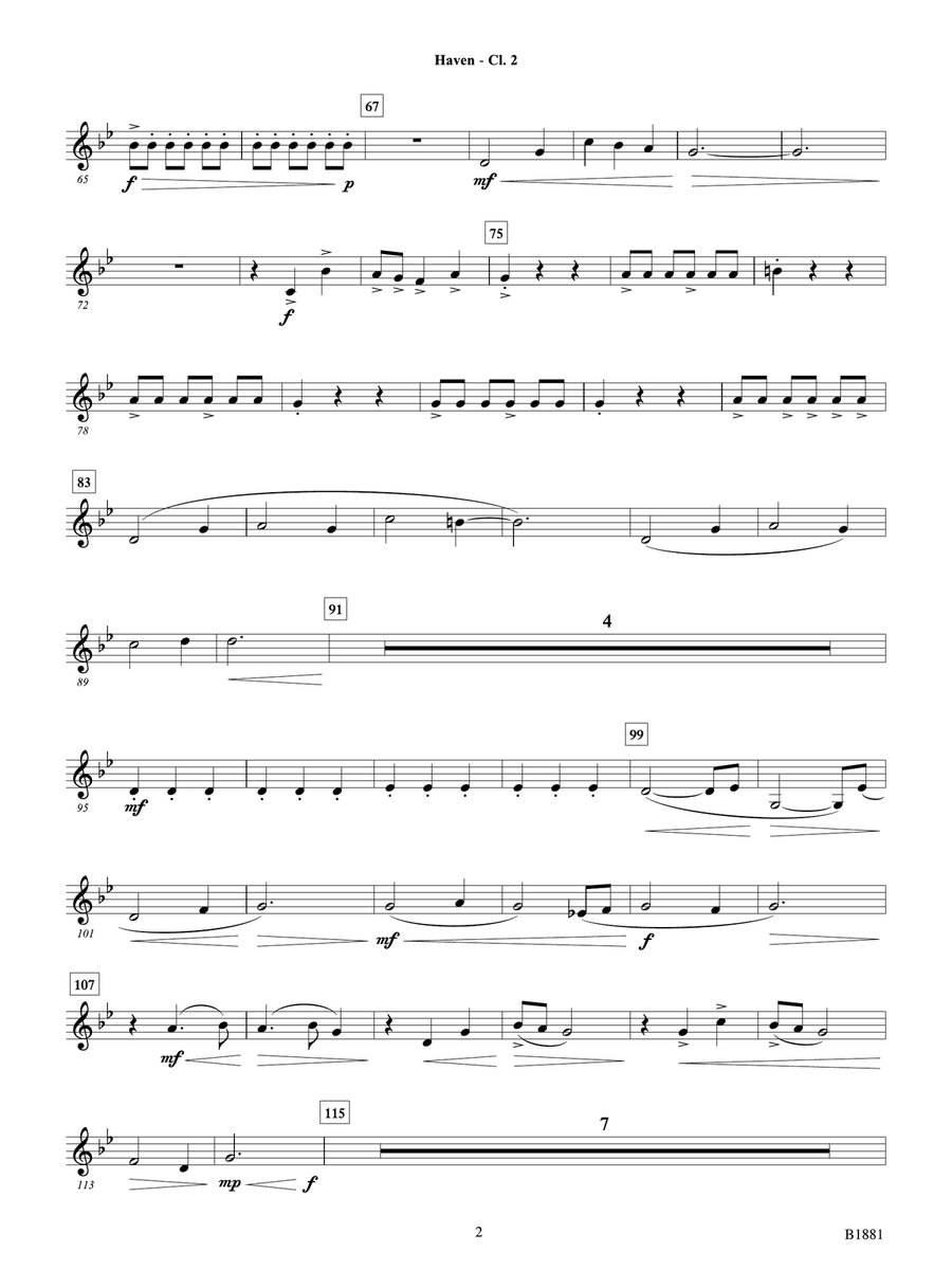 Haven: B-flat Clarinet 2 B-Flat Clarinet - Digital Sheet Music page 2