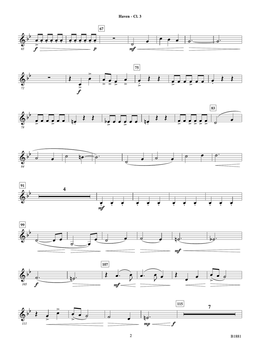 Haven: B-flat Clarinet 3 B-Flat Clarinet - Digital Sheet Music page 2
