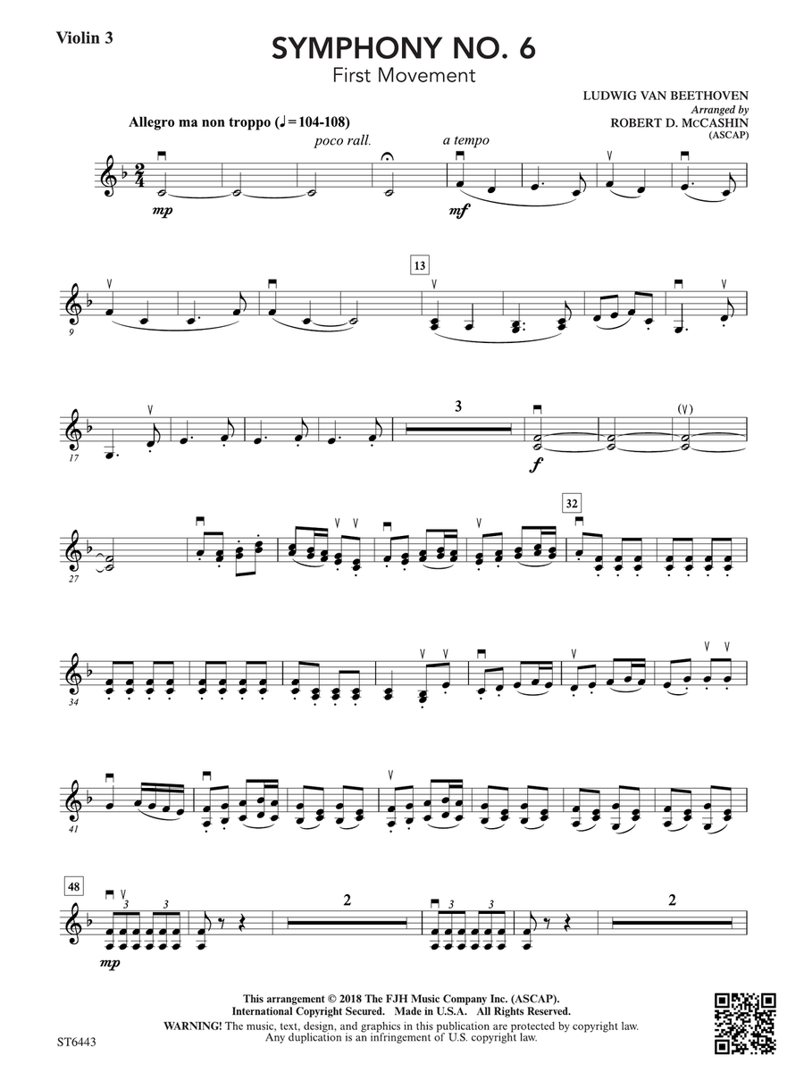 Symphony No 6: Violin 3 (Viola T.C.) Viola scores gallery preview page 1