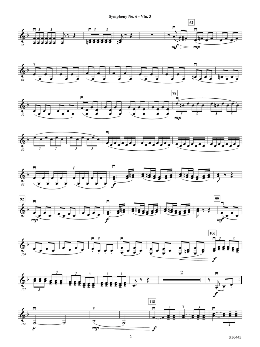 Symphony No 6: Violin 3 (Viola T.C.) Viola scores gallery preview page 2