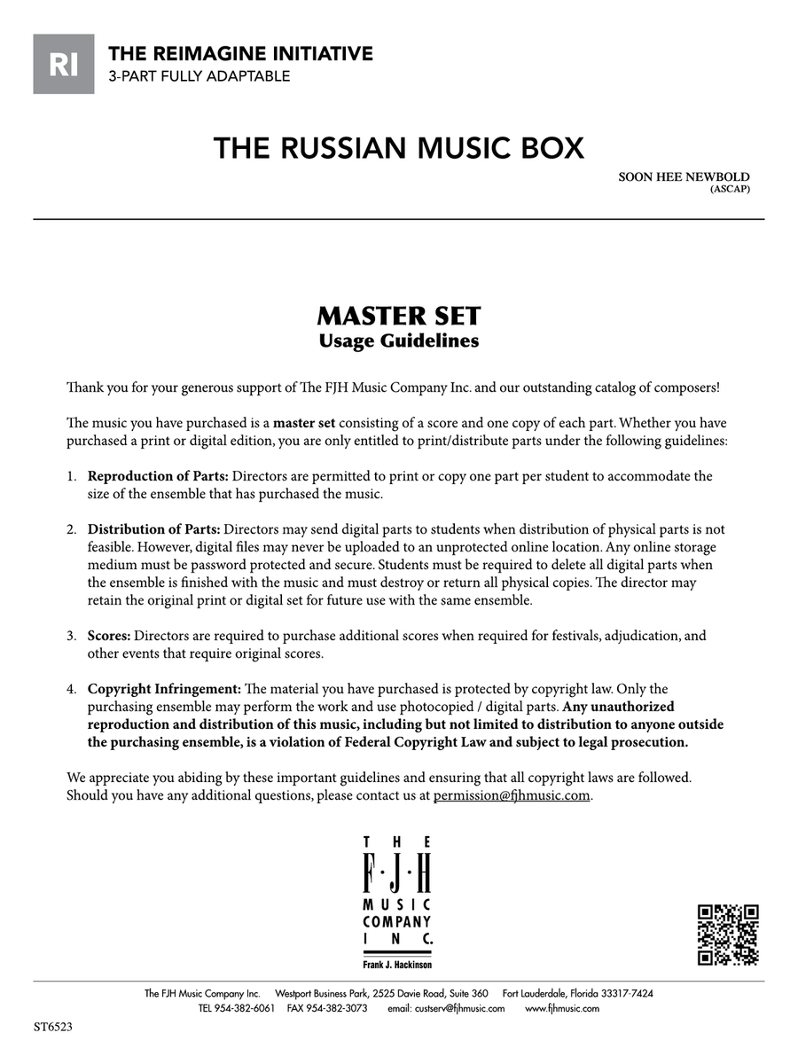 The Russian Music Box: Usage Guidelines String Orchestra scores gallery preview page 1