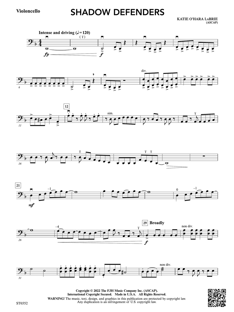 Shadow Defenders: Violoncello Part scores gallery preview page 1