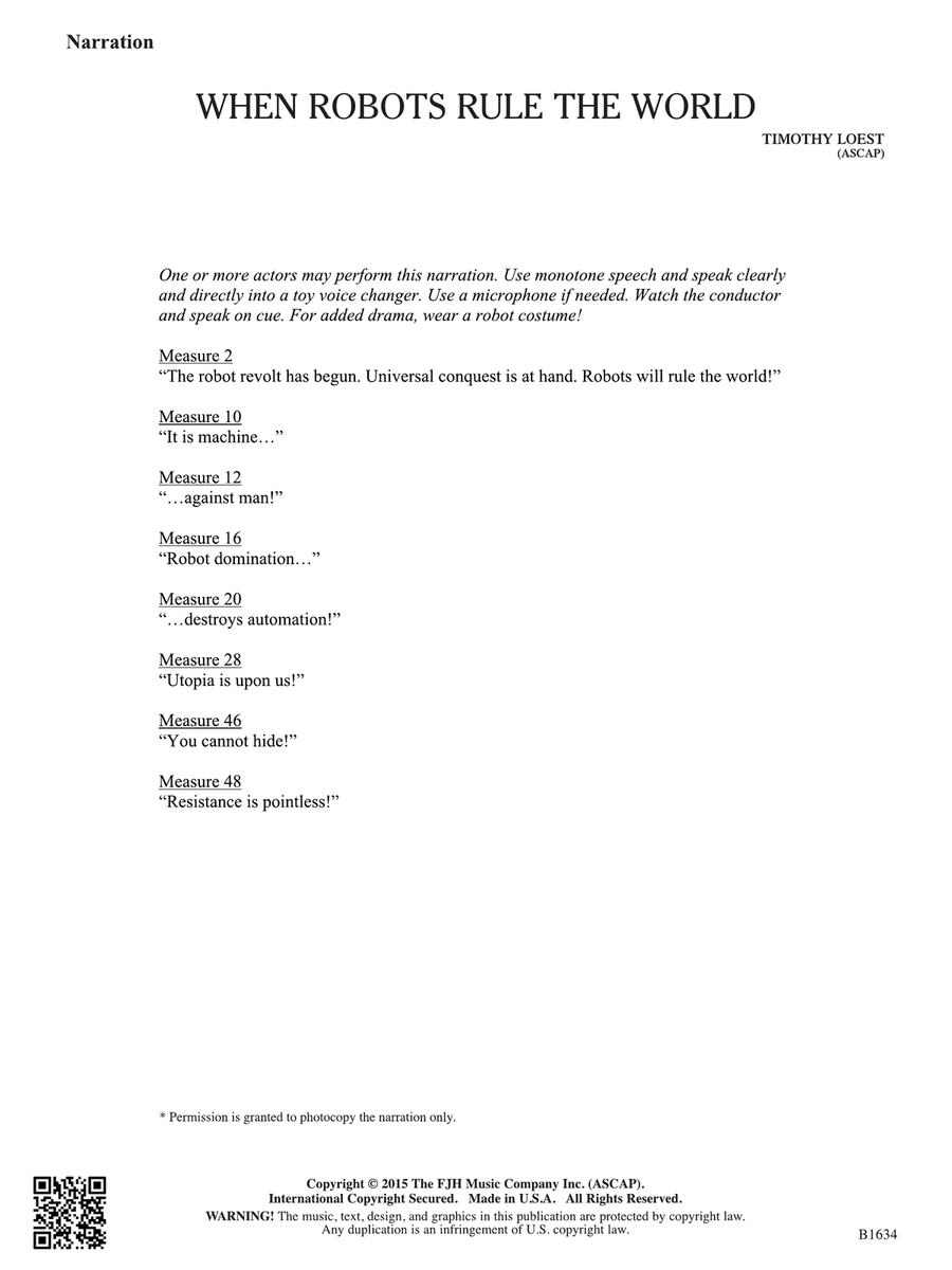 When Robots Rule the World: Narration Part scores gallery preview page 1