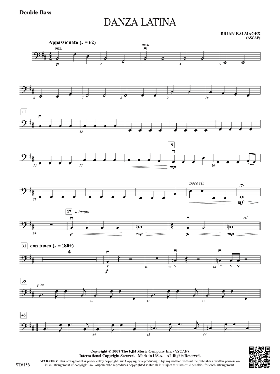 Danza Latina (for Solo Viola or Violin and Orchestra): Double Bass Double Bass scores gallery preview page 1