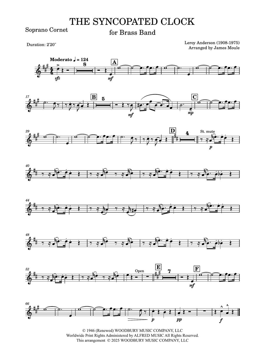 The Syncopated Clock: Solo Cornet Brass Band scores gallery preview page 1