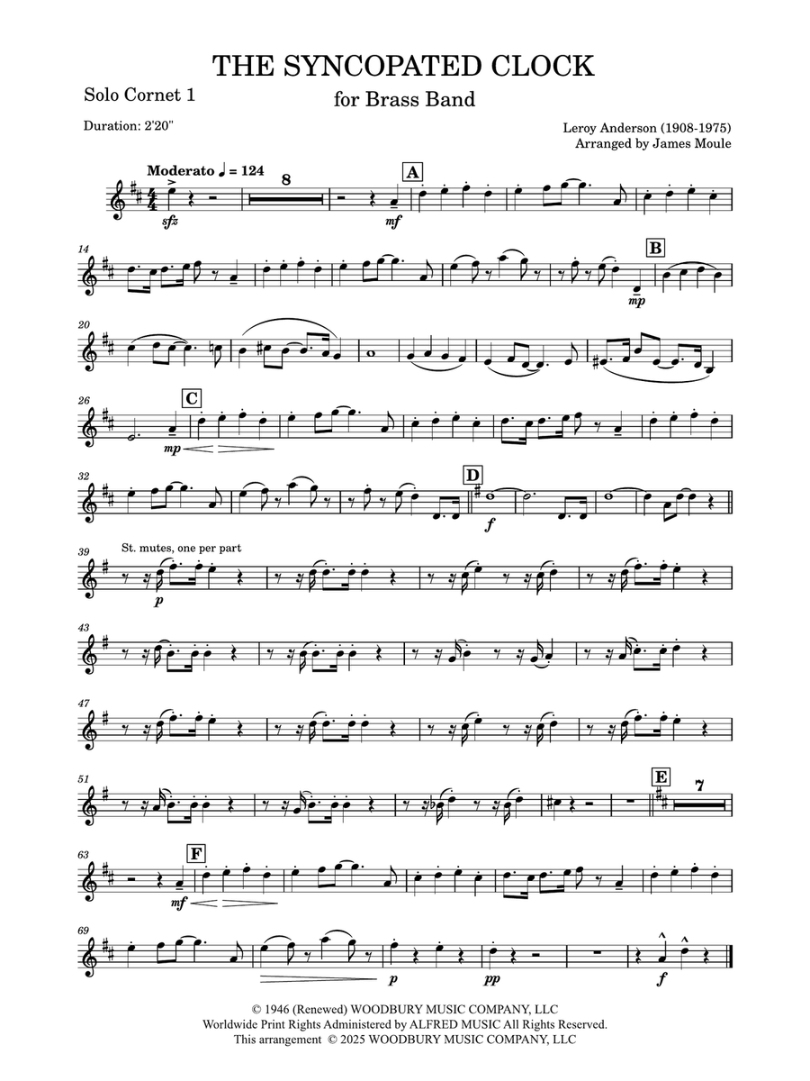 The Syncopated Clock: Solo Cornet 1 Brass Band scores gallery preview page 1