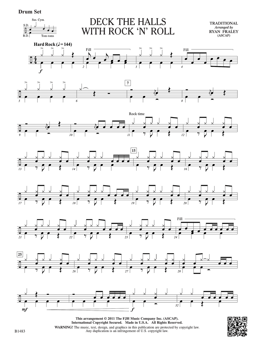 Deck the Halls with Rock 'n' Roll: Drum Set (Opt.) Drum Set scores gallery preview page 1