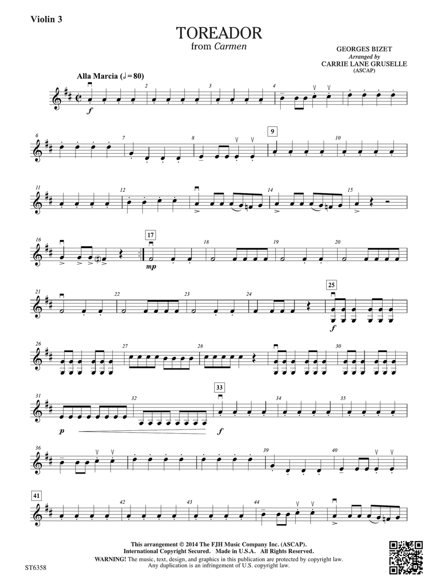 Toreador: Violin 3 (Viola T.C.) Viola scores gallery preview page 1