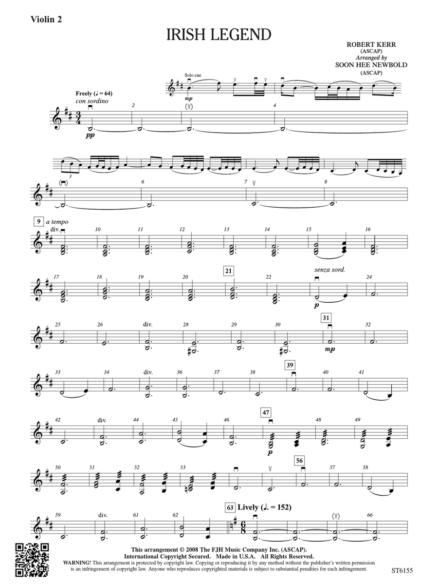 Irish Legend: Violin 2 Irish Legend: Violin 2 Violin scores gallery preview page 1