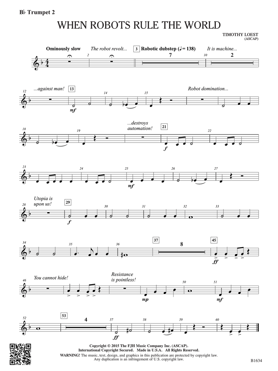 When Robots Rule the World: B-flat Trumpet 2 B-Flat Trumpet scores gallery preview page 1