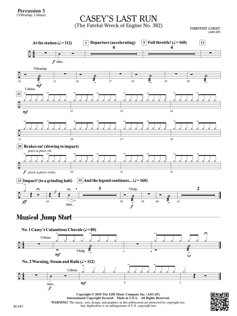 Casey's Last Run: Percussion 3 Percussion scores gallery preview page 1