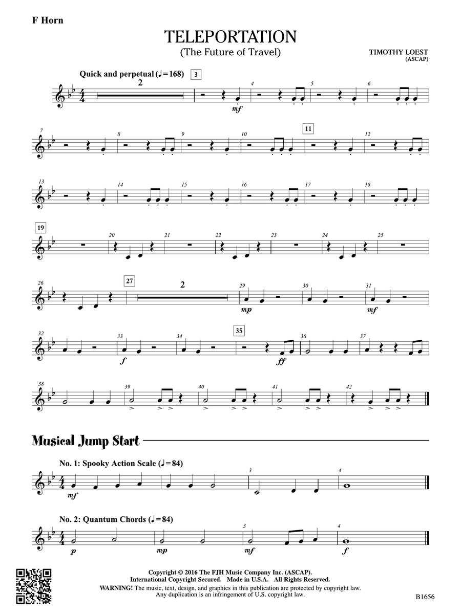 Teleportation: F Horn Teleportation: F Horn Horn scores gallery preview page 1