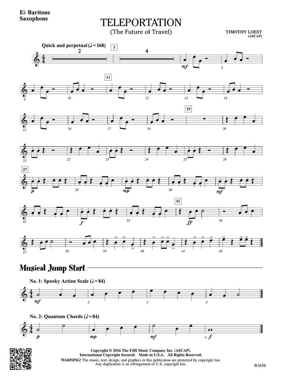 Teleportation: E-flat Baritone Saxophone Baritone Saxophone scores gallery preview page 1
