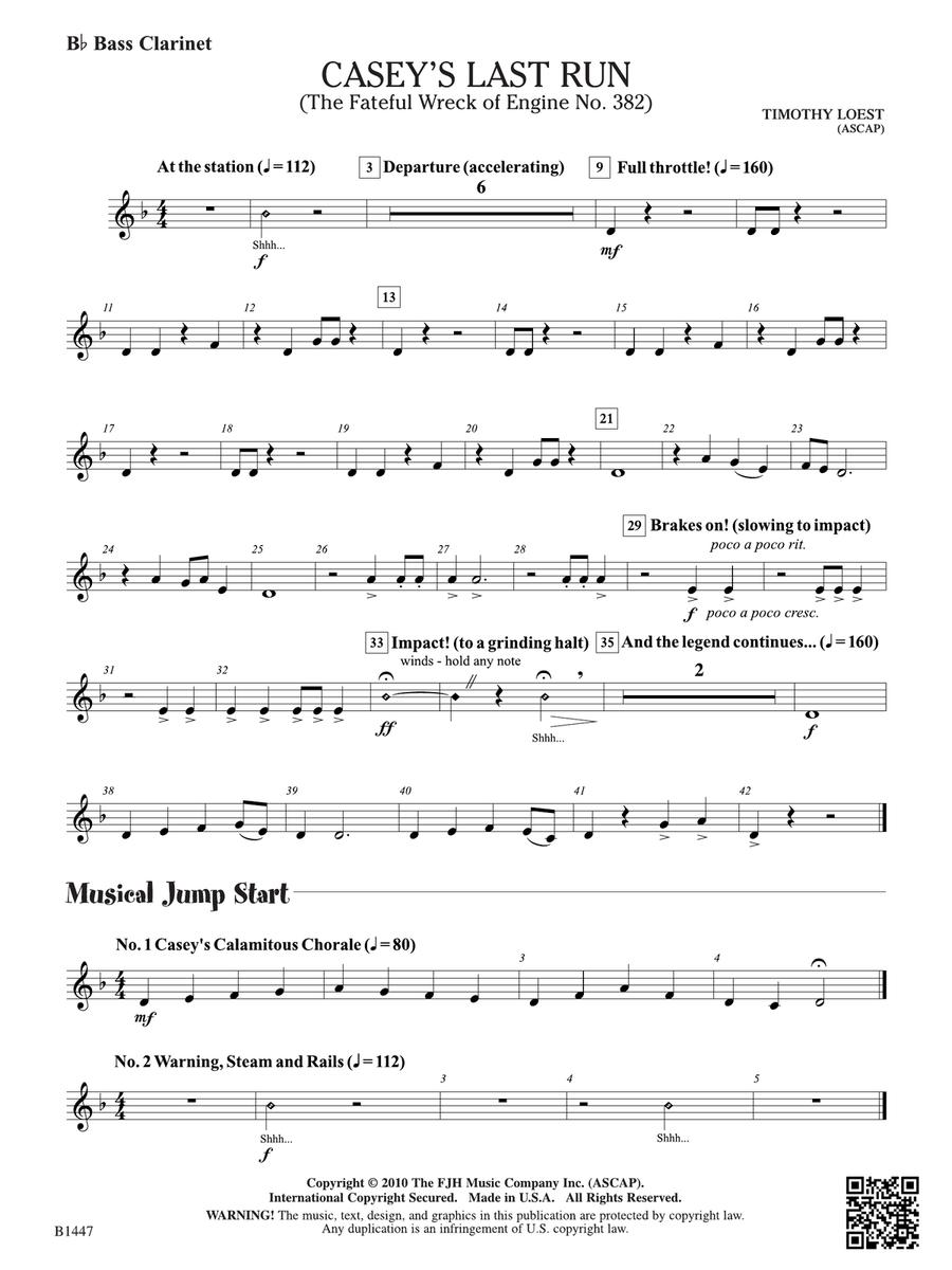 Casey's Last Run: B-flat Bass Clarinet Bass Clarinet scores gallery preview page 1