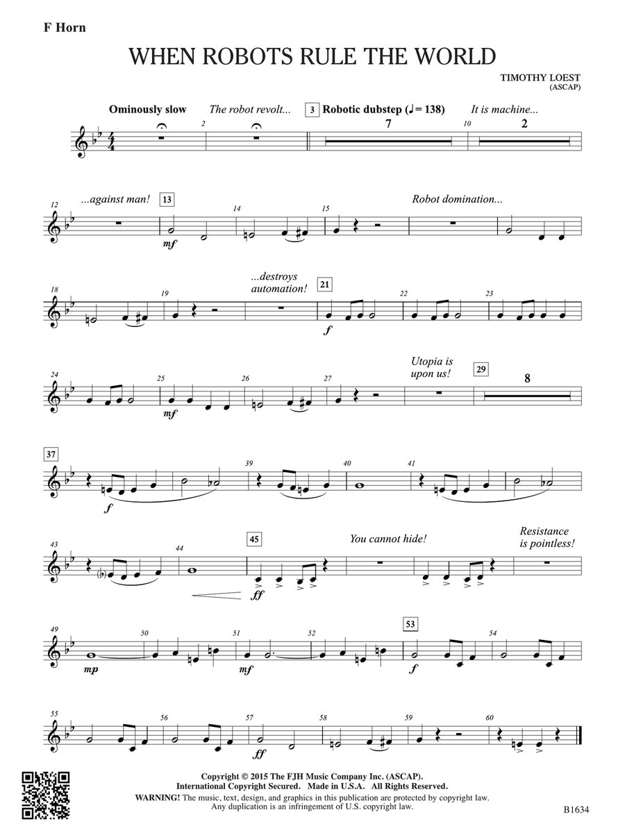 When Robots Rule the World: F Horn Horn scores gallery preview page 1