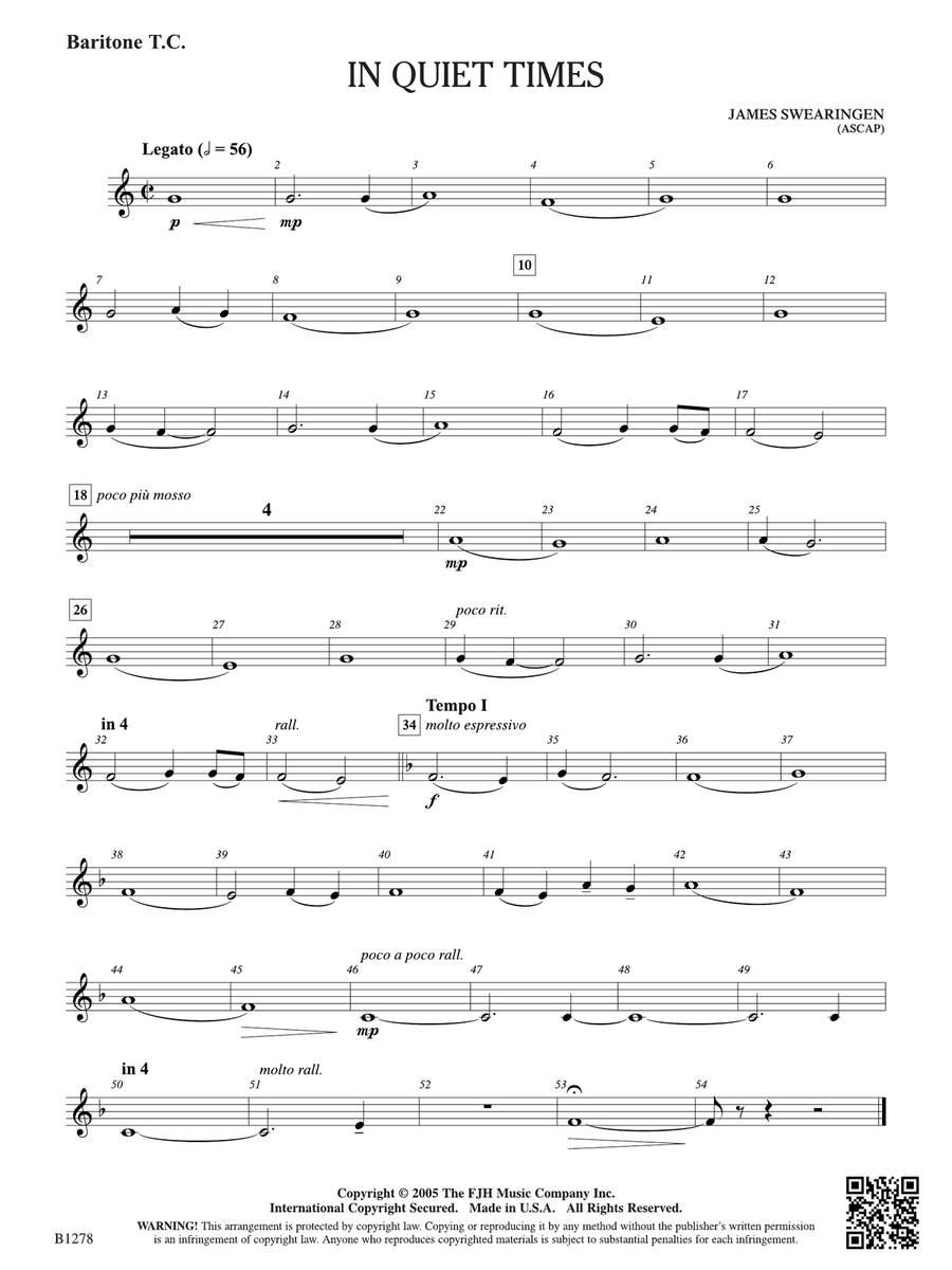 In Quiet Times: Baritone T.C. Baritone Horn TC scores gallery preview page 1