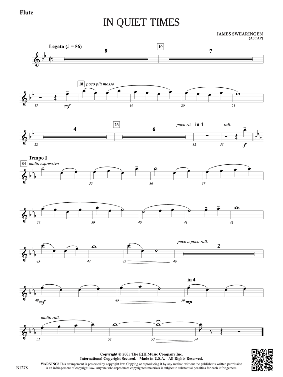 In Quiet Times: Flute In Quiet Times: Flute Flute scores gallery preview page 1