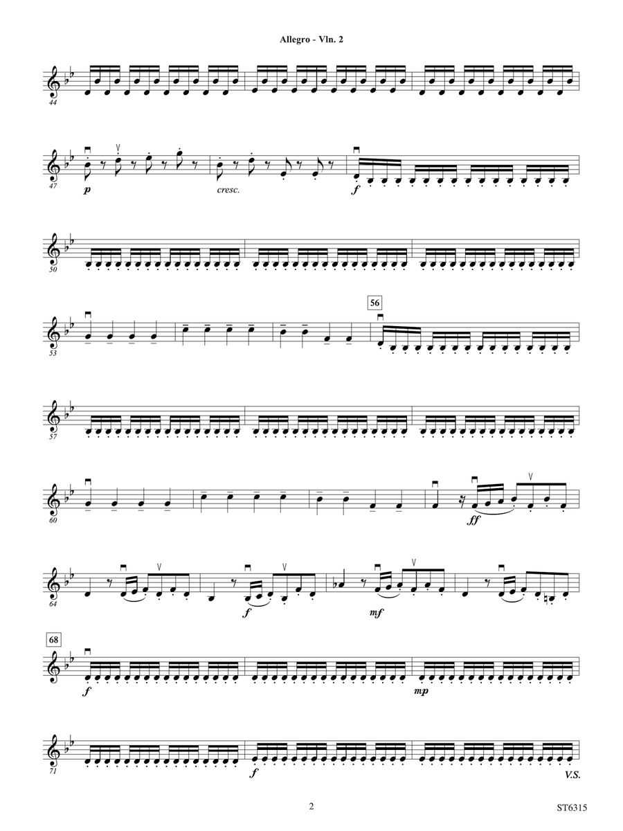 Allegro from Sinfonia No. 6: Violin 2 Violin scores gallery preview page 2