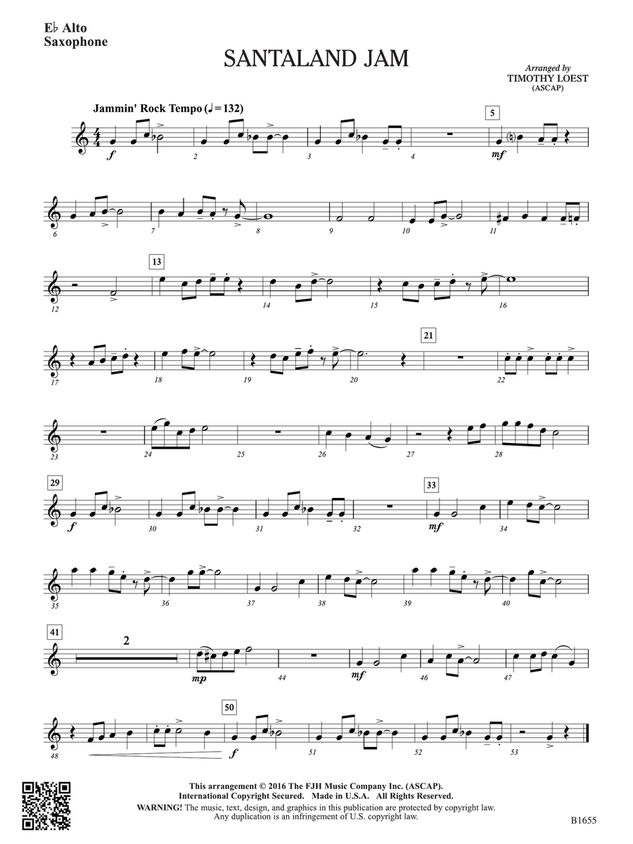 Santaland Jam: E-flat Alto Saxophone Alto Saxophone scores gallery preview page 1