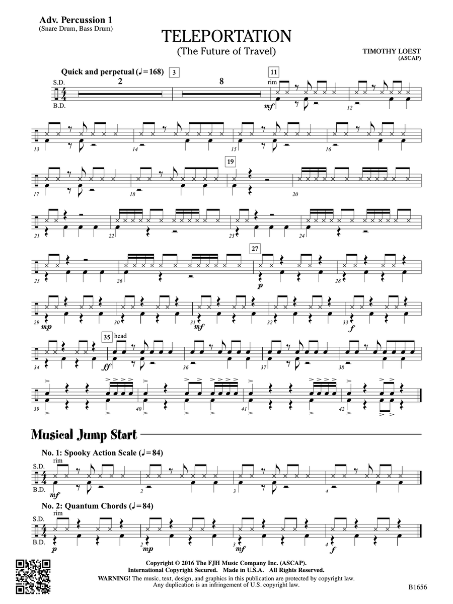 Teleportation: Adv. Percussion 1 Percussion scores gallery preview page 1