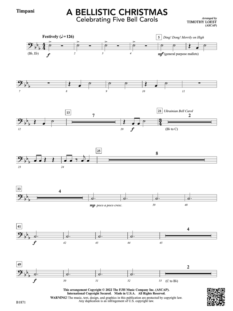 A Bellistic Christmas: Timpani Percussion scores gallery preview page 1