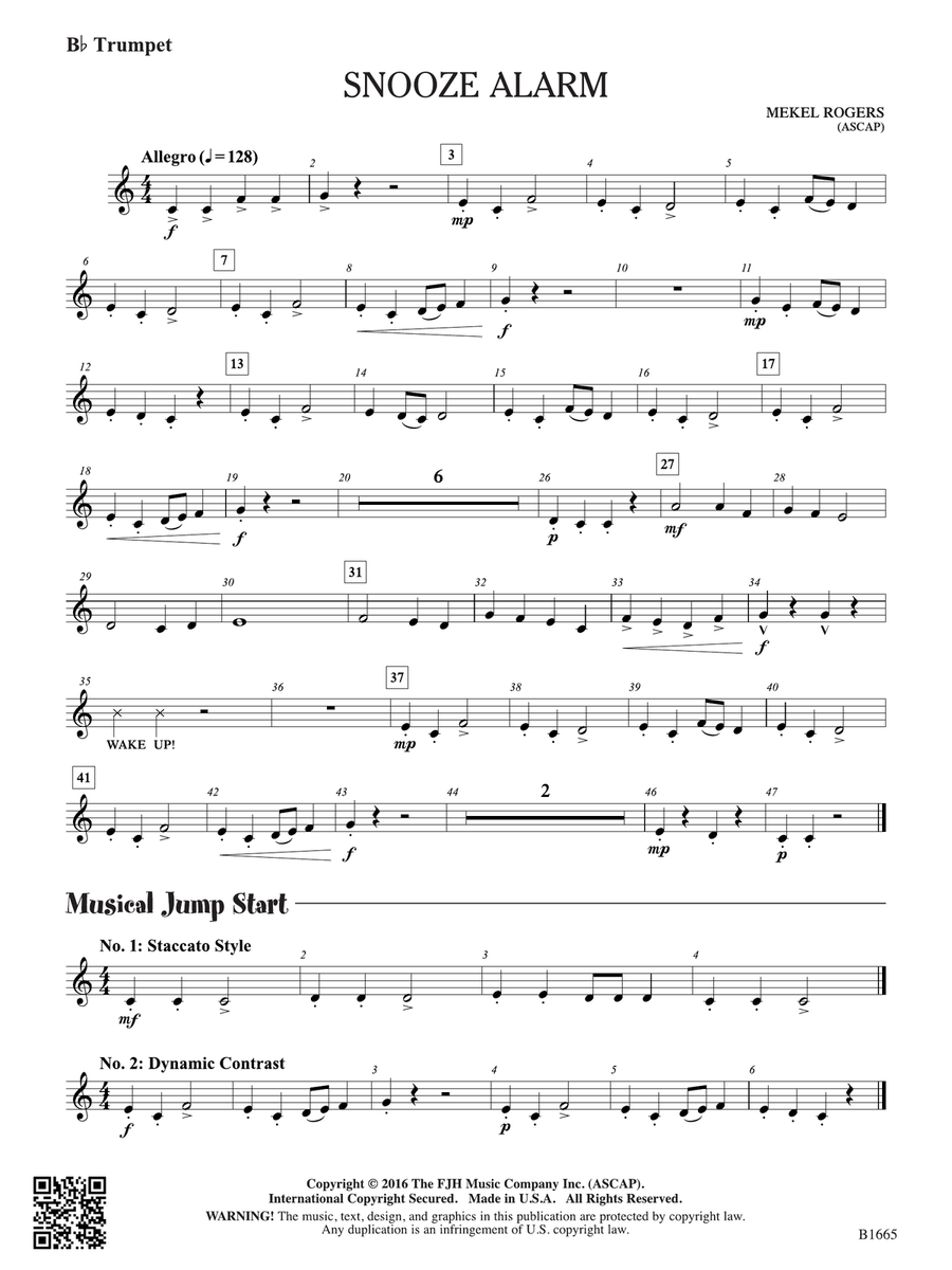 Snooze Alarm: B-flat Trumpet B-Flat Trumpet scores gallery preview page 1