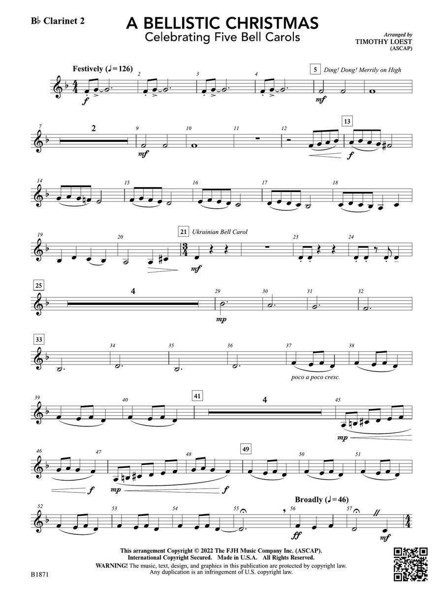 A Bellistic Christmas: B-flat Clarinet 2 B-Flat Clarinet scores gallery preview page 1