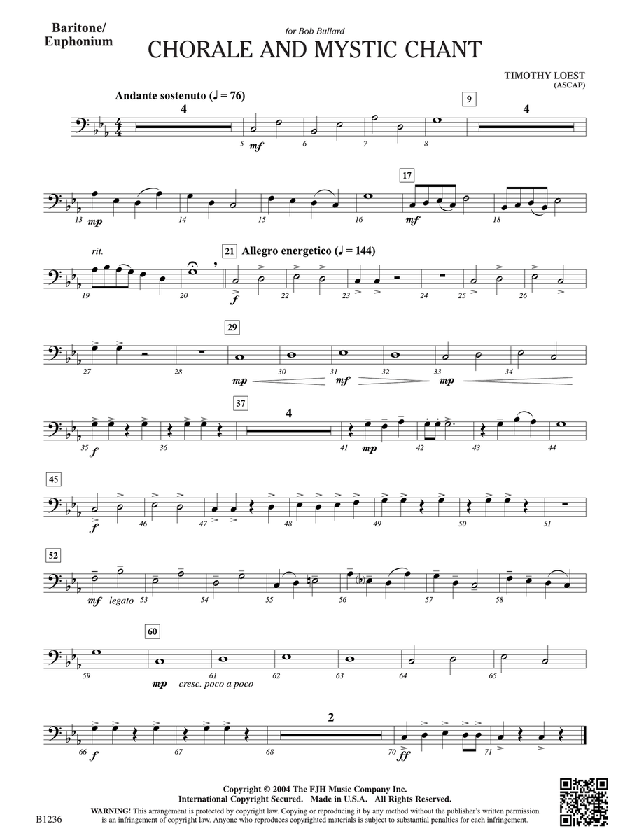 Chorale and Mystic Chant: Baritone/Euphonium Euphonium scores gallery preview page 1