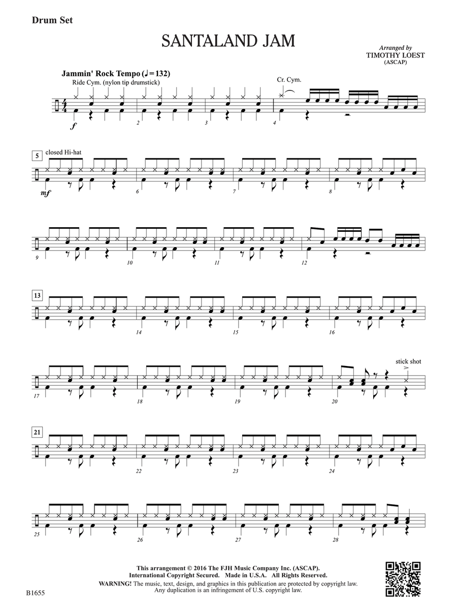 Santaland Jam: Drum Set (opt.) Drum Set scores gallery preview page 1