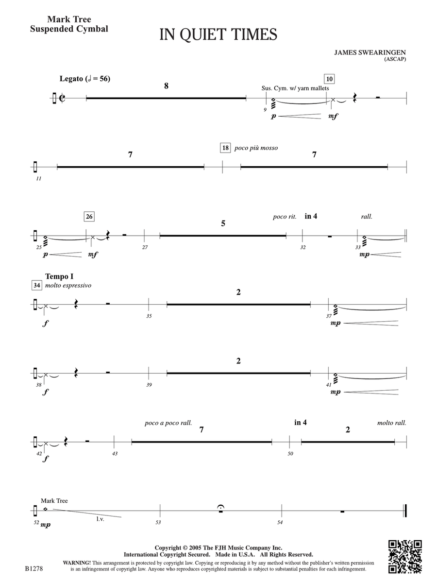 In Quiet Times: Suspended Cymbal Percussion scores gallery preview page 1