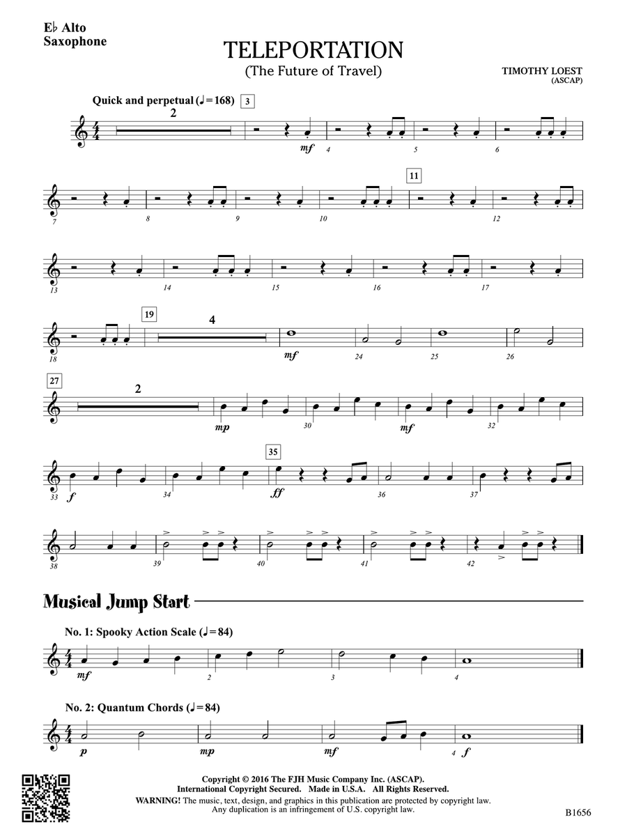Teleportation: E-flat Alto Saxophone Alto Saxophone scores gallery preview page 1