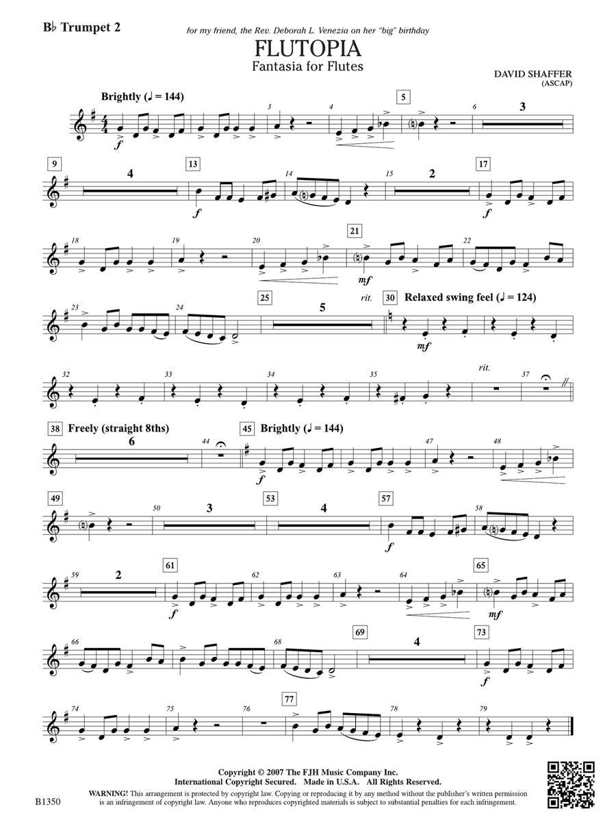 Flutopia (Fantasia for Flutes): B-flat Trumpet 2 Flute scores gallery preview page 1
