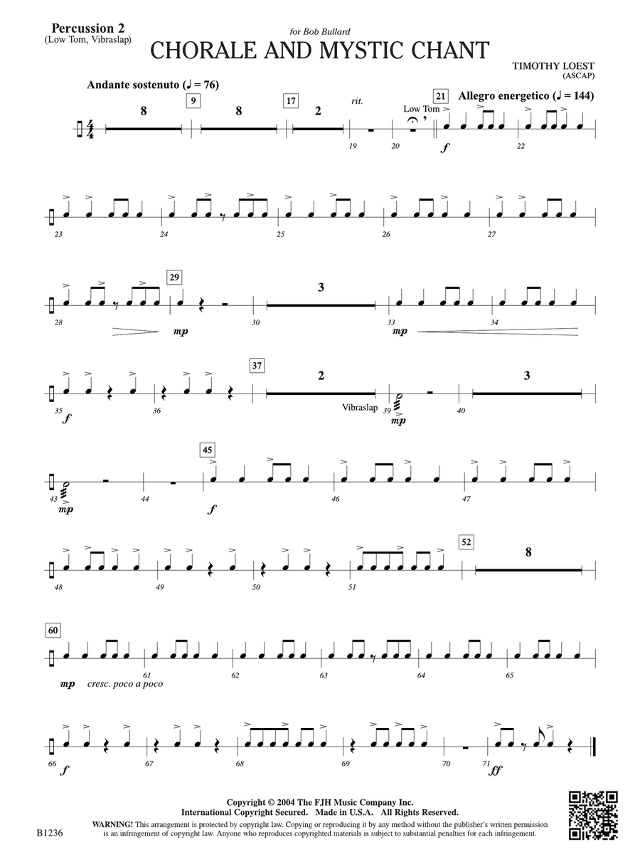 Chorale and Mystic Chant: Percussion 2 Part scores gallery preview page 1