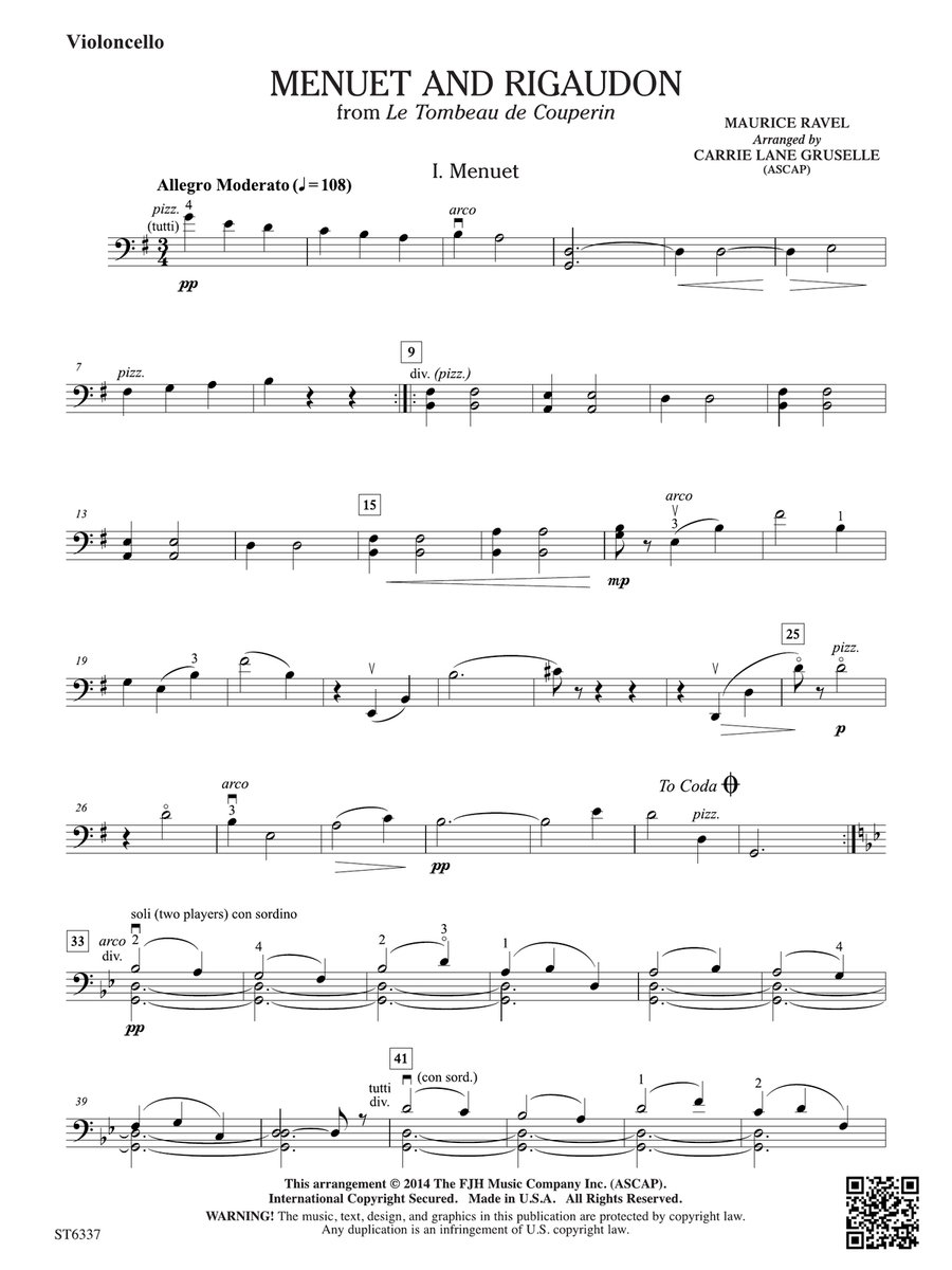 Menuet and Rigaudon: Violoncello Part scores gallery preview page 1