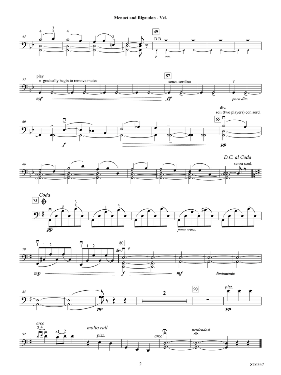 Menuet and Rigaudon: Violoncello Part scores gallery preview page 2