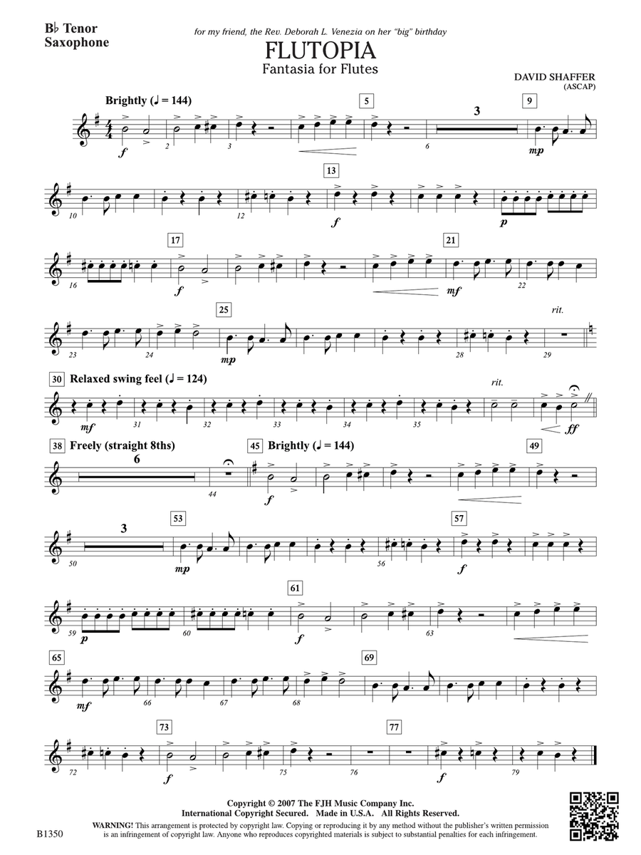 Flutopia (Fantasia for Flutes): B-flat Tenor Saxophone Flute scores gallery preview page 1