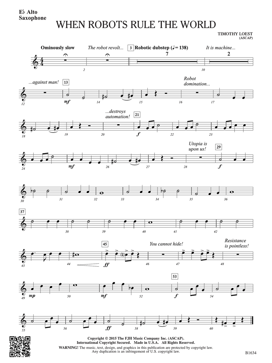 When Robots Rule the World: E-flat Alto Saxophone Alto Saxophone scores gallery preview page 1