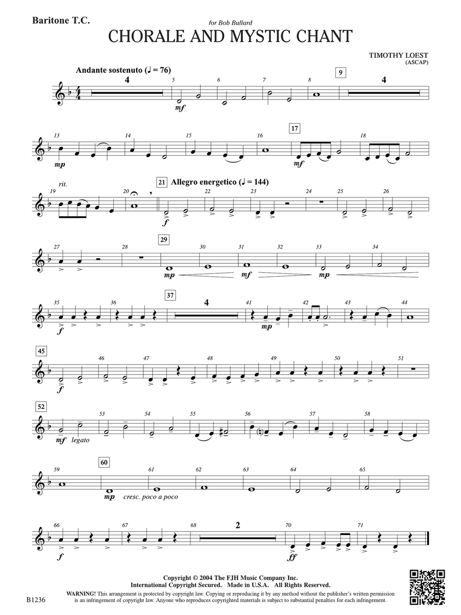 Chorale and Mystic Chant: Baritone T.C. Baritone Horn TC scores gallery preview page 1