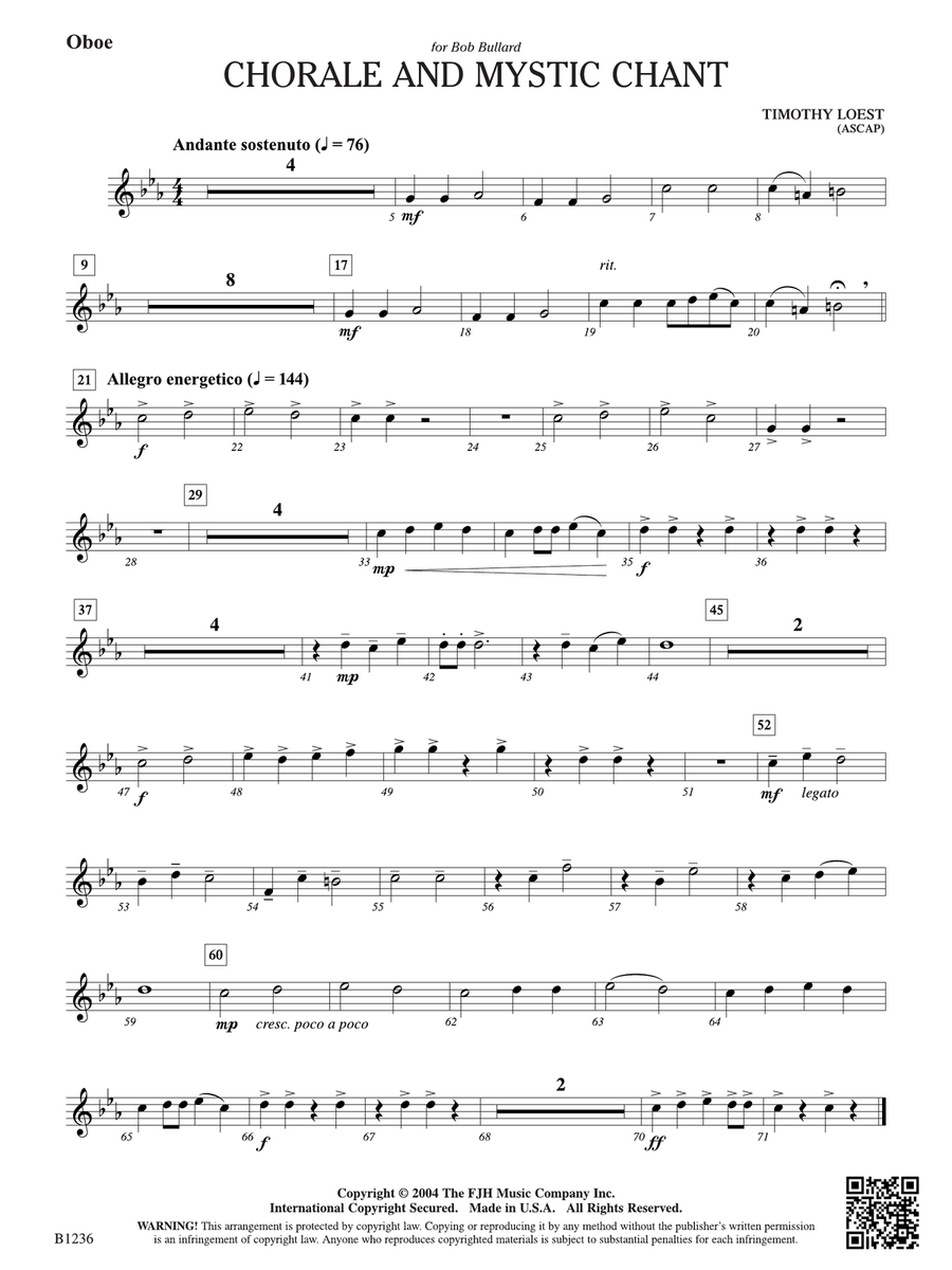 Chorale and Mystic Chant: Oboe Part scores gallery preview page 1