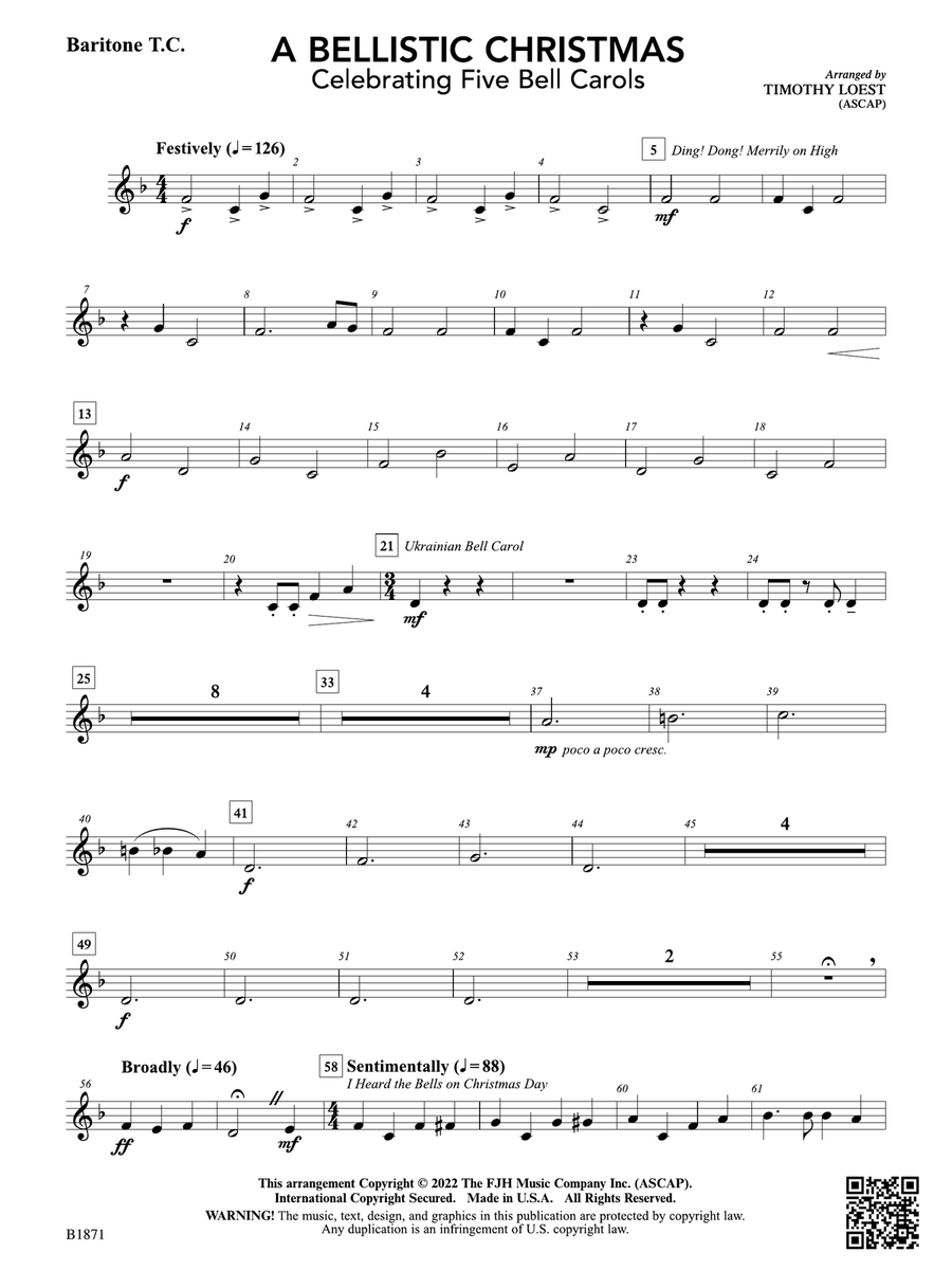 A Bellistic Christmas: Baritone T.C. Baritone Horn TC scores gallery preview page 1