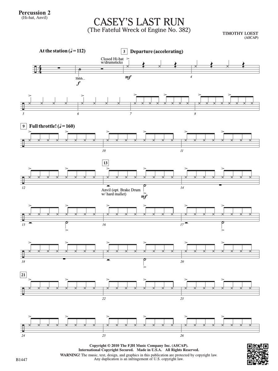 Casey's Last Run: Percussion 2 Percussion scores gallery preview page 1