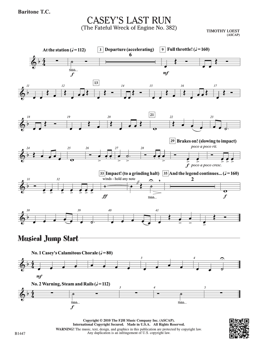 Casey's Last Run: Baritone T.C. Baritone Horn TC scores gallery preview page 1
