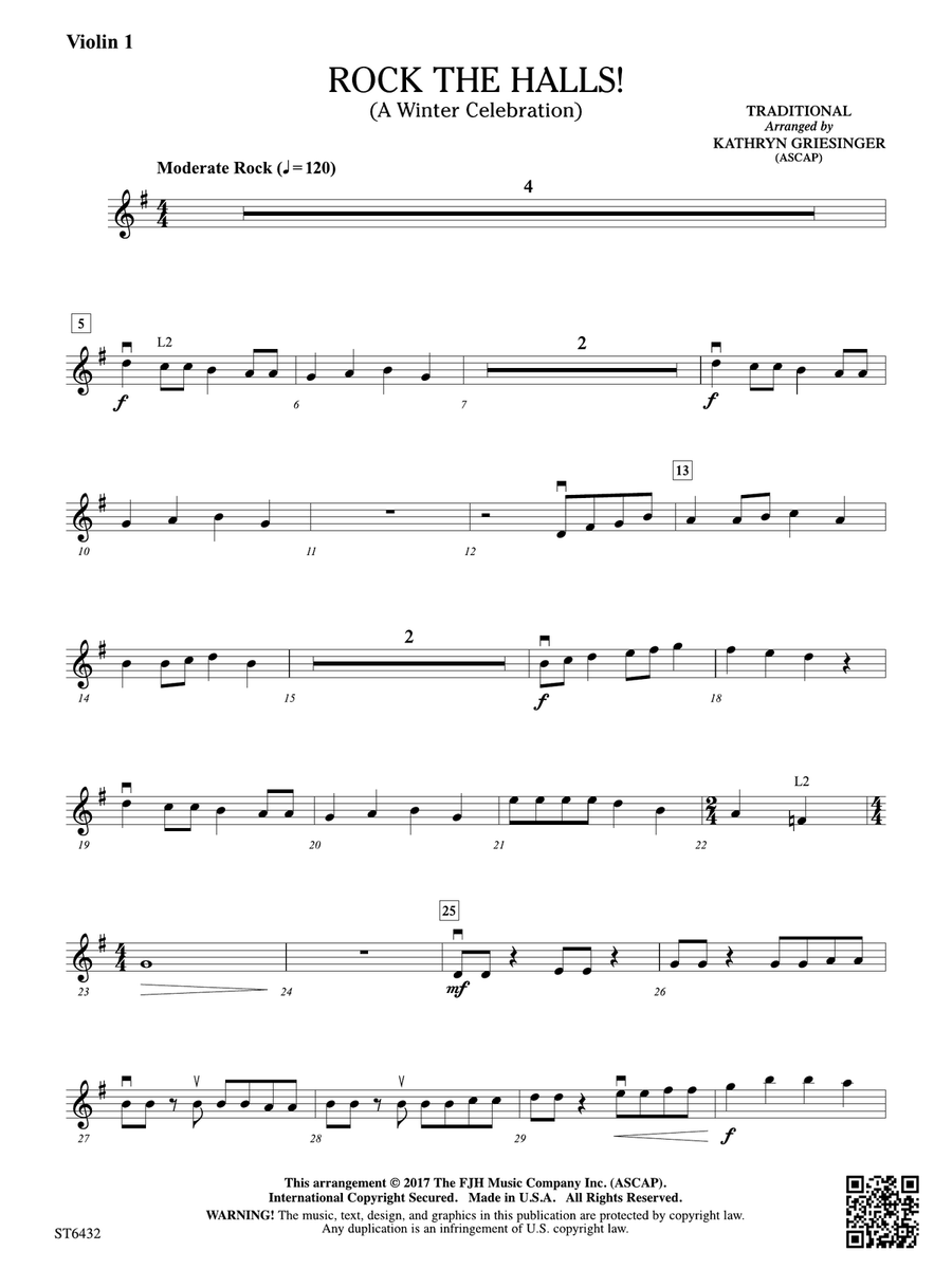 Rock The Halls!: Violin 1 Violin scores gallery preview page 1