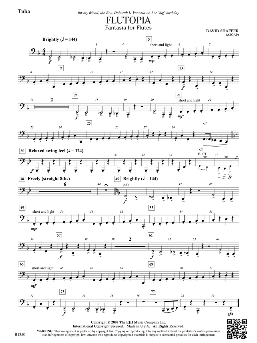 Flutopia (Fantasia for Flutes): Tuba Flute scores gallery preview page 1