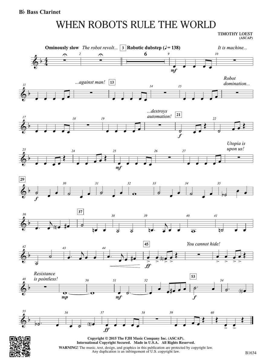 When Robots Rule the World: B-flat Bass Clarinet Bass Clarinet scores gallery preview page 1